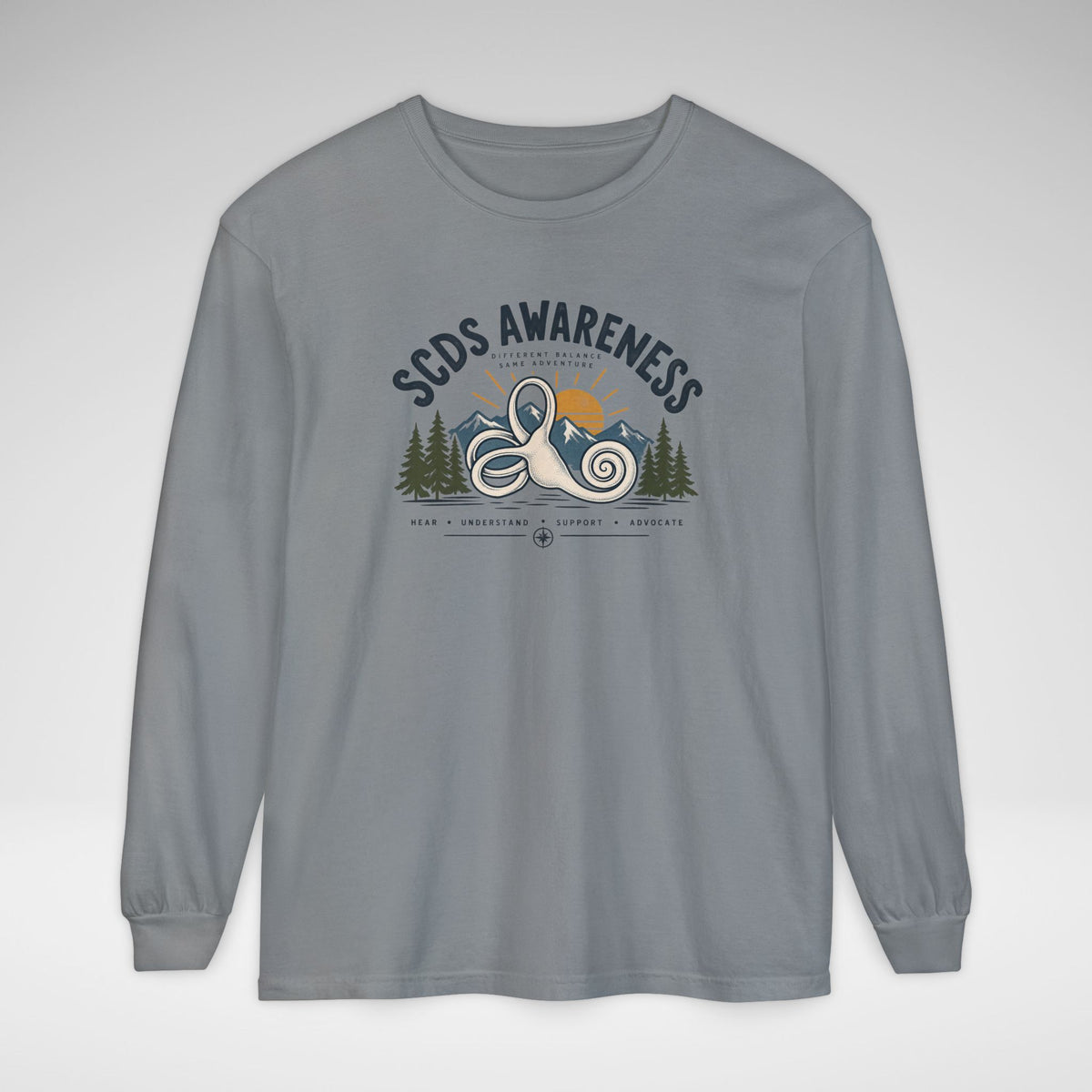 SCDS Awareness “Different Balance, Same Adventure” Comfort Colors Unisex Garment-dyed Long Sleeve T-Shirt