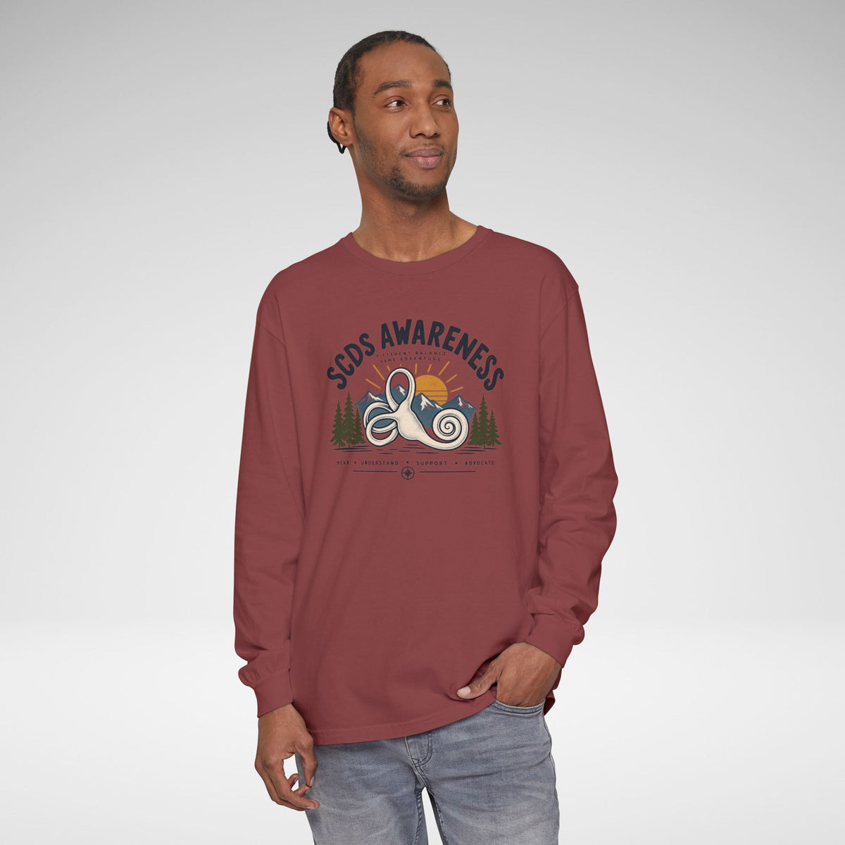 SCDS Awareness “Different Balance, Same Adventure” Comfort Colors Unisex Garment-dyed Long Sleeve T-Shirt
