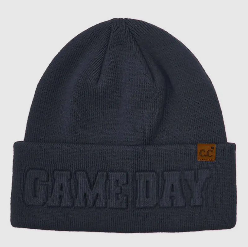 Game Day Embossed Lettering Cuff Beanie