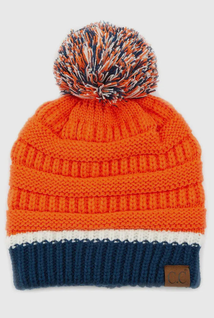 Team Color Ribbed Beanie with Pom