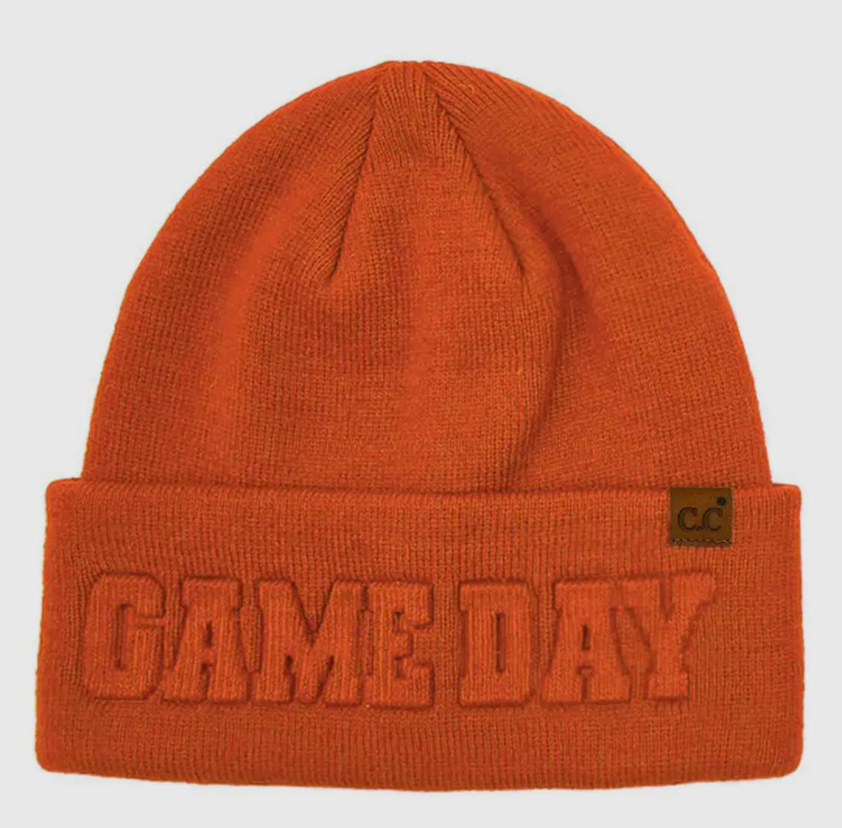 Game Day Embossed Lettering Cuff Beanie