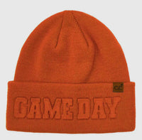 Game Day Embossed Lettering Cuff Beanie