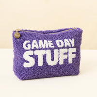 Game Day Stuff Sherpa Pouch – Cozy Zip Bag with Wipeable Lining